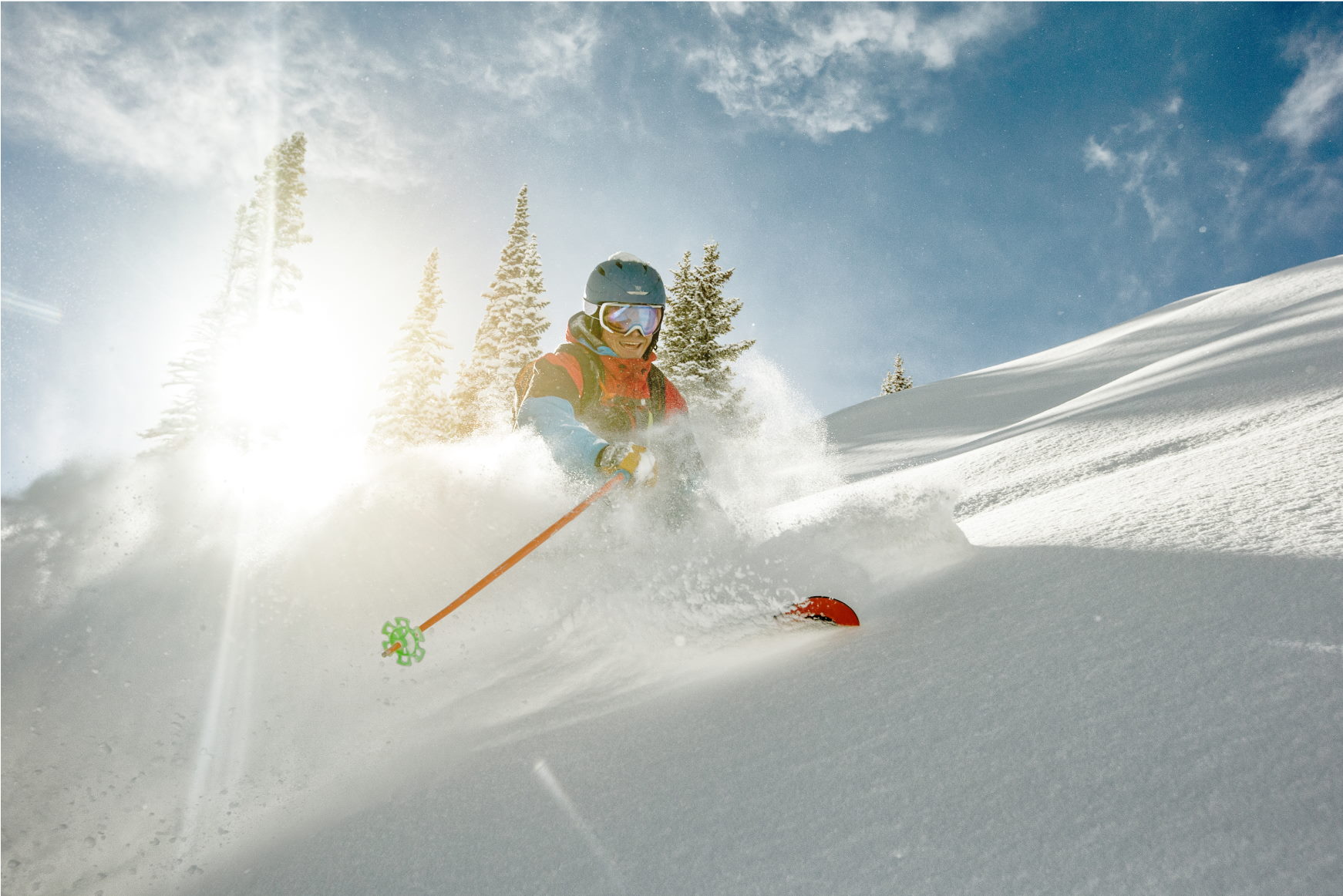 Skier having fun and definitely not about to get injured